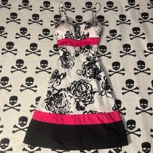 Trixxi Black and White Dress with Pink Accent
